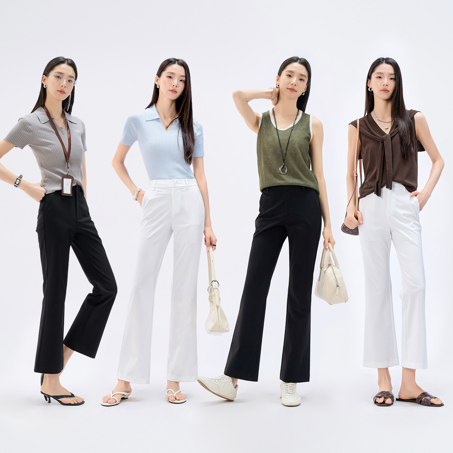 娅丽达黑色九分微喇裤女夏薄款2026新款