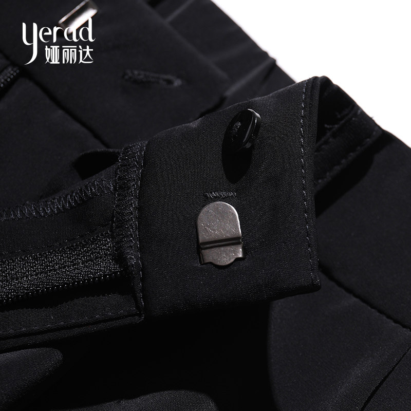 娅丽达黑色高腰垂感2020新雪纺裙裤 yerad娅丽达服饰休闲裤