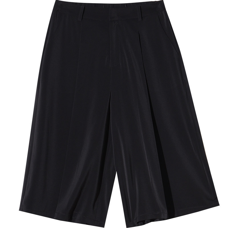 娅丽达黑色高腰垂感2020新雪纺裙裤 yerad娅丽达服饰休闲裤