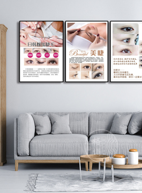 睫毛款式装饰画美容院美睫价格表挂画半永 久健康嫁接翘睫术墙壁