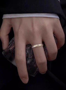 简约素圈芒星戒指女ins风小众设计高级感食指戒轻奢百搭指环尾戒