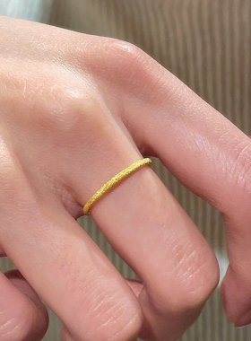 极细满天星磨砂戒指女高级感复古百搭食指戒个性时尚叠戴指环尾戒