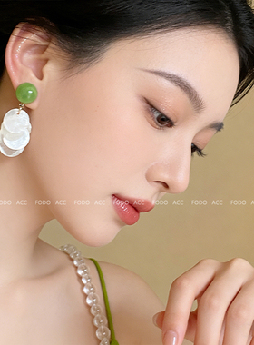 清新牛油果绿色贝壳耳坠多巴胺高级感气质耳环女度假风小众耳饰品