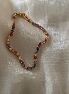 彩色锆石手链女轻奢小众高级感手串闺蜜学生手饰2026新款爆款手绳