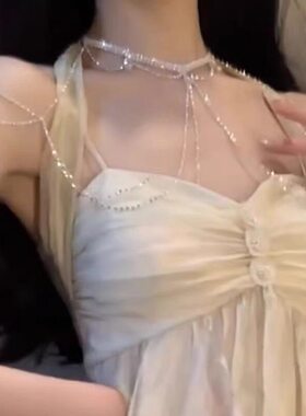 晚宴礼服身体链肩链胸链性感水钻锆石锁骨链项链女小众设计配饰品