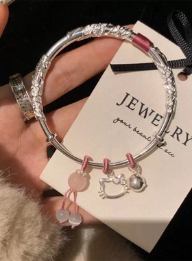 繁花似锦~猫咪铃铛手镯女新中式小众高级感手环轻奢闺蜜礼物手饰
