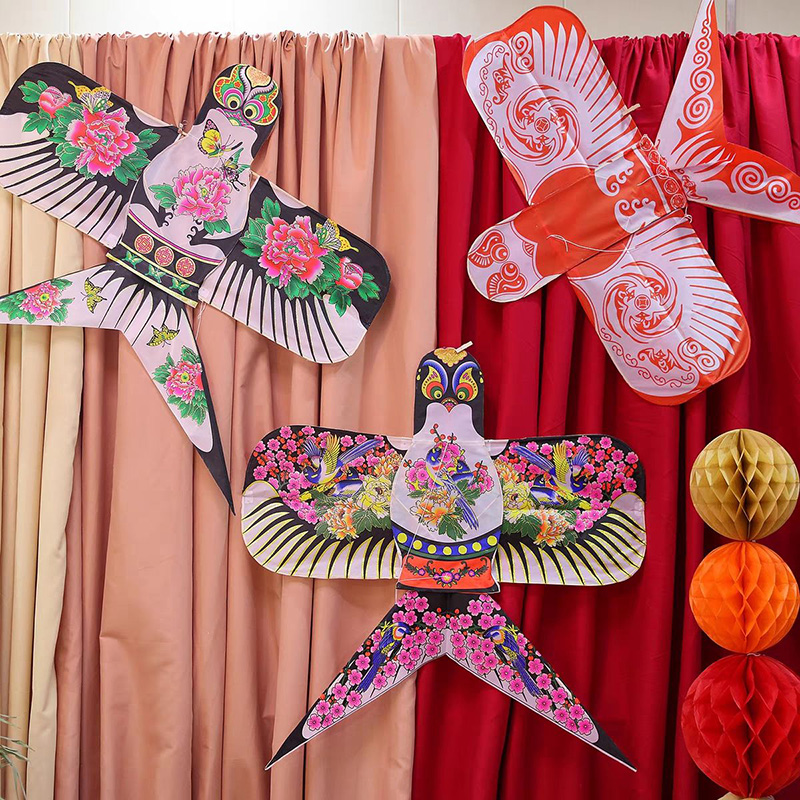 宝宝周岁礼布置道具传统纸灯笼儿童生日宴中式复古燕子金鱼风筝
