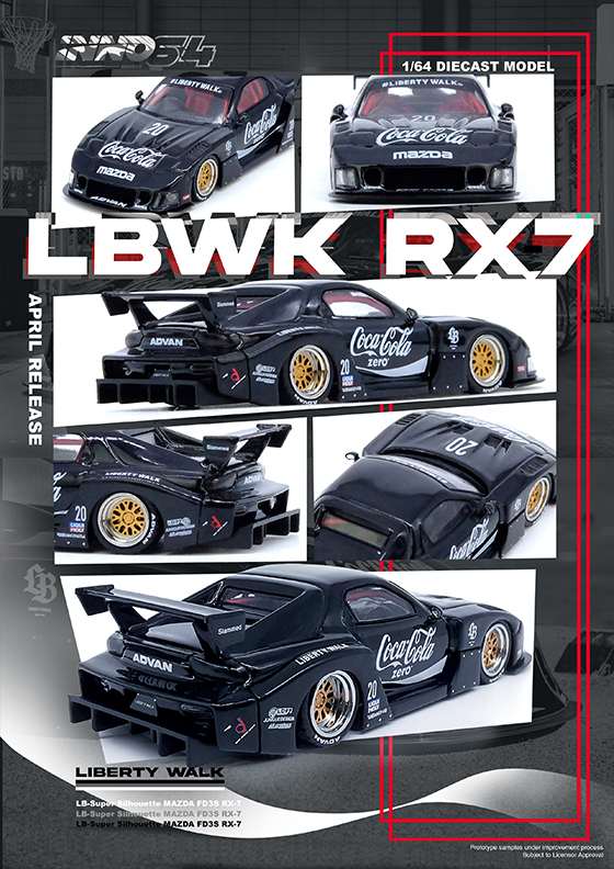 INNO 1:64马自达 MAZDA RX7 FD3S LB宽体改装跑车合金汽车模型-图0