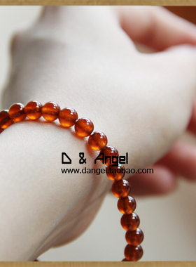 稀有天然石榴石橘红色手链6mm