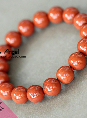 纯天然手链女士红竹石