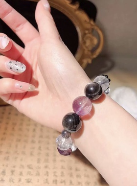 紫水晶白水晶本命年招财转运手链