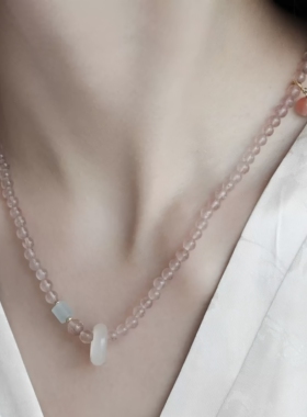 云织新中式草莓粉水晶南红手链