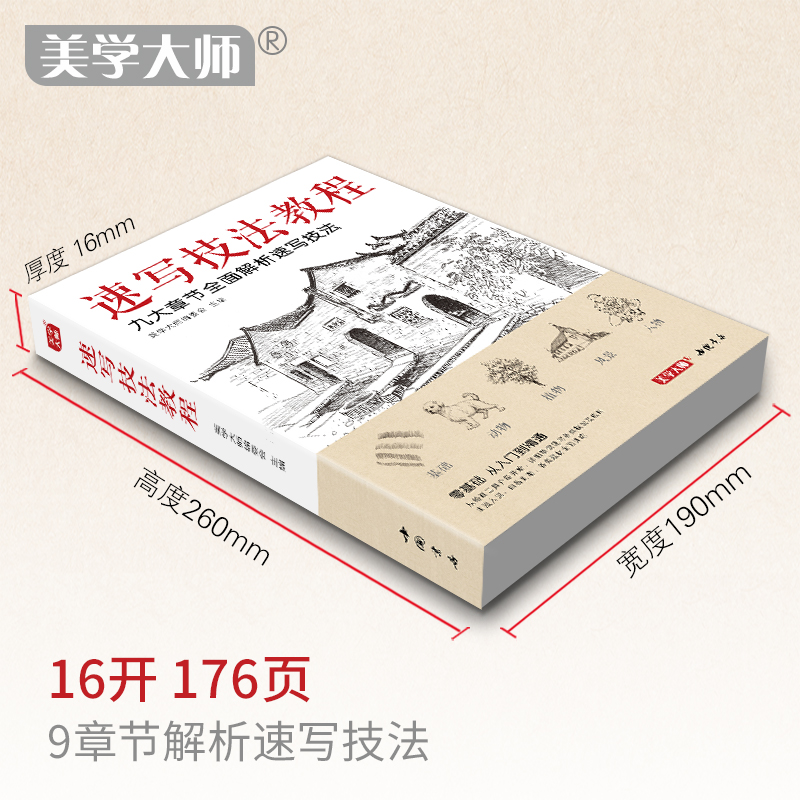 美学大师 速写技法教程 零基础入门教材临摹本书籍花卉动物风景人物钢笔画建筑手绘技法儿童初学者铅笔画实用自学画画美术教程 - 图0