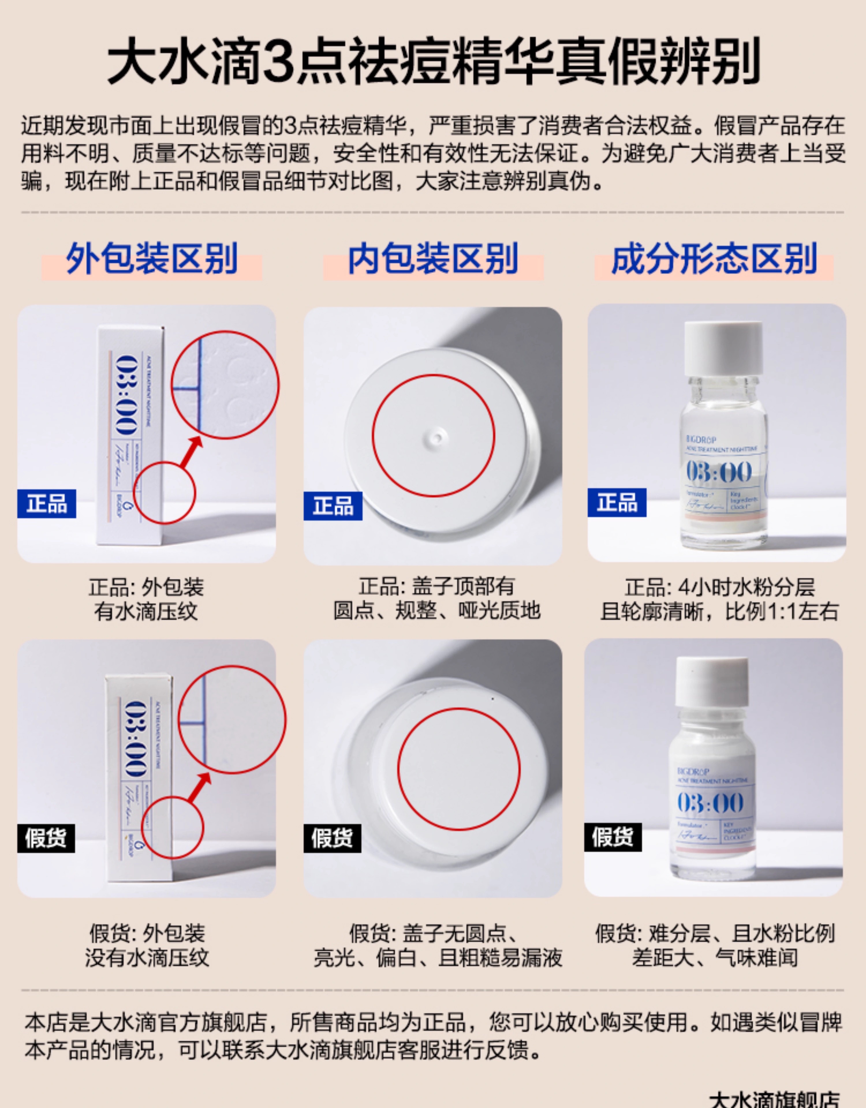 送两包棉签！大水滴3点祛痘精华10ml 修复去闭口粉刺水杨酸急救