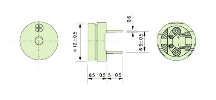 供应  薄蜂鸣器 12065 无源  直径12mm*6.5mm 分体 16欧 2KHZ