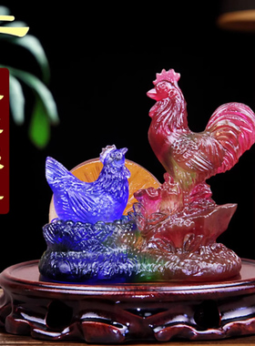 宋韶光大师2026马年吉祥物生肖属牛晨鸡报喜琉璃摆件太岁吊坠男女