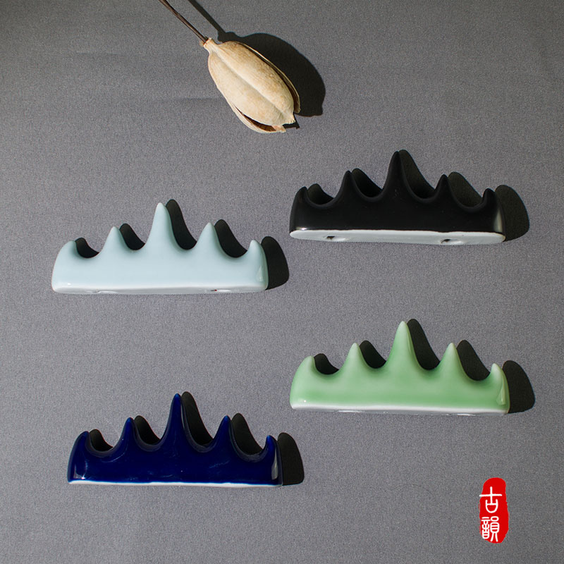 景德镇陶瓷笔搁笔架山学生文房四宝国画毛笔收纳书法培训班小礼品,淘宝优惠券,粉丝福利购,淘宝优惠卷