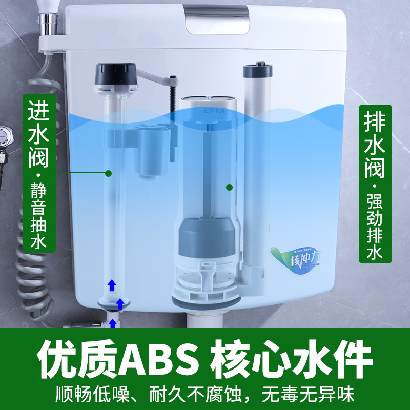 家用卫生间抽水马桶冲厕所冲水箱挂墙式蹲厕蹲便器节能高压大冲力 - 图1