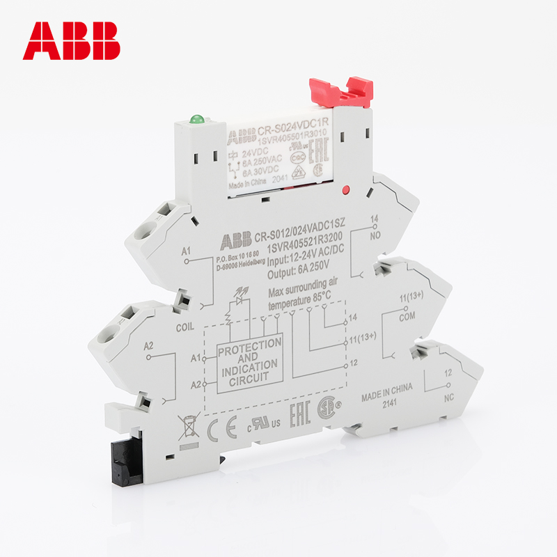 ABB薄片继电器CR-S024VDC1R超薄型CR-S024VADC1CRS中间12V底座24V - 图0