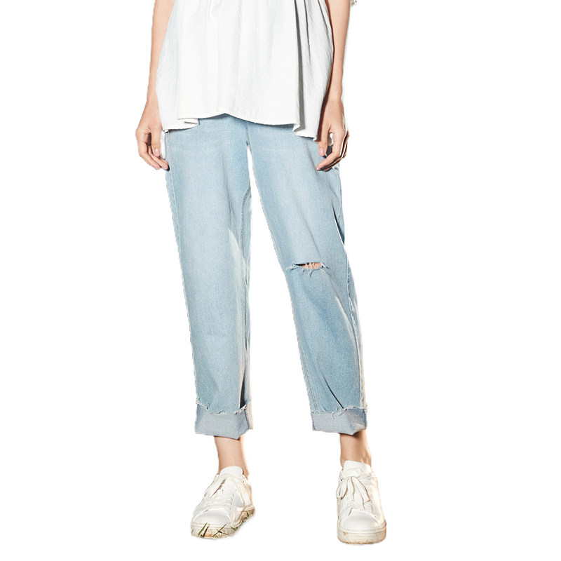 快乐屋孕妇微弹休闲破洞2023牛仔裤 快乐屋孕妇打底裤