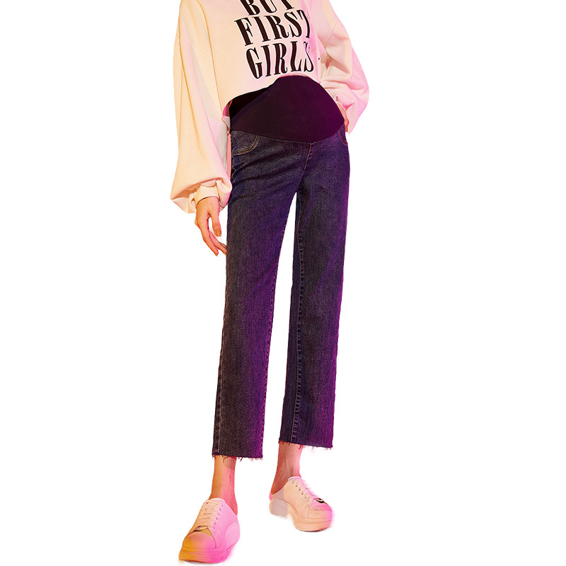 快乐屋孕妇直筒春秋款黑色裤牛仔裤 快乐屋孕妇直筒裤