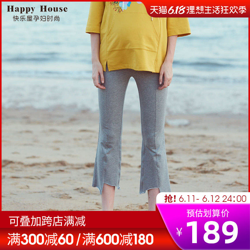 快乐屋孕妇2020春新款不规则喇叭裤 快乐屋孕妇喇叭裤