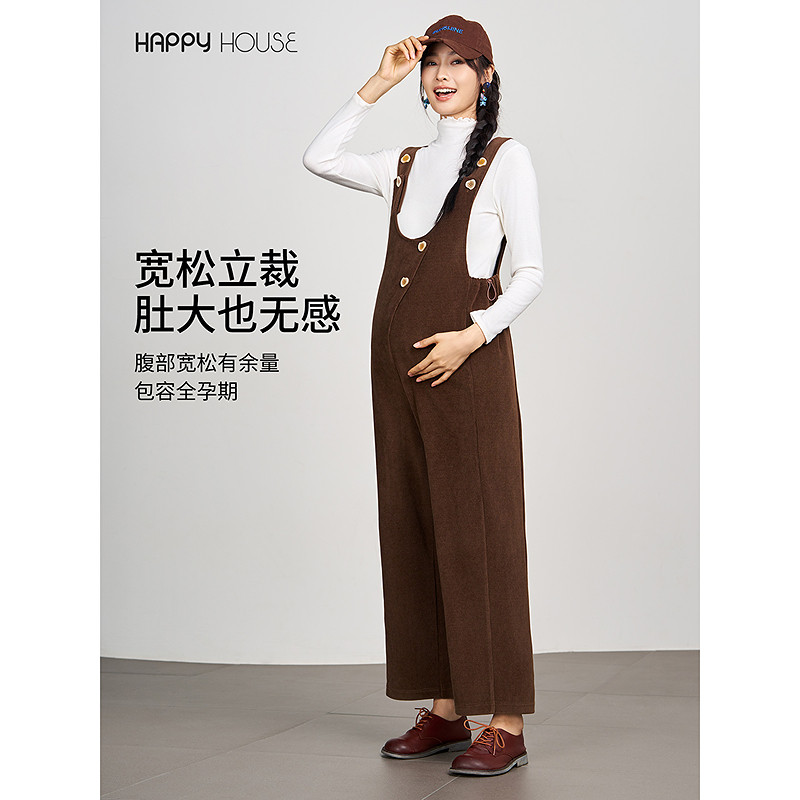 快乐屋雪柳灯芯绒孕妇背带裤秋冬2026新款孕妇九分裤外穿孕妇裤子,淘宝优惠券,粉丝福利购,淘宝优惠卷