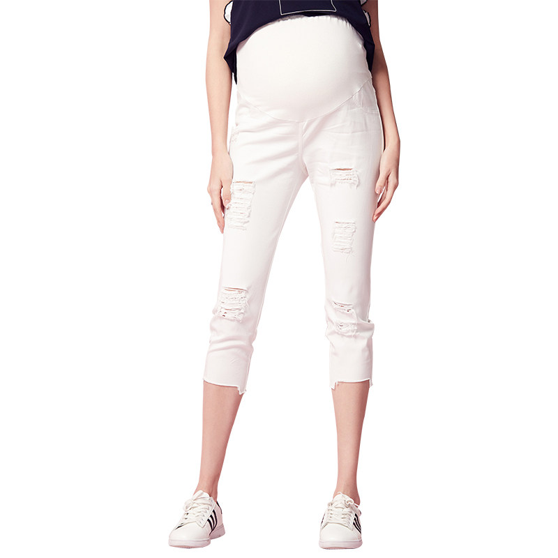 快乐屋孕妇七分磨破2020夏季休闲裤 快乐屋孕妇直筒裤