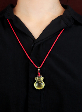 2026马年黄水晶钱袋吊坠吉祥物