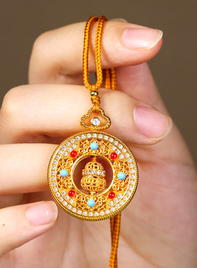 妙韵古法点钻花丝葫芦平安扣吊坠