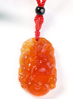 妙韵无染色天然红玛瑙生肖吊坠