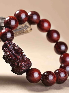 妙韵小叶紫檀貔貅手串男款高油密