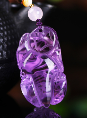 天然紫水晶貔貅吊坠情侣款