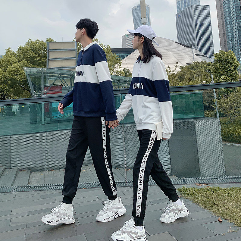 网红店情侣装秋季polo字母拼接卫衣 lynley卫衣/绒衫