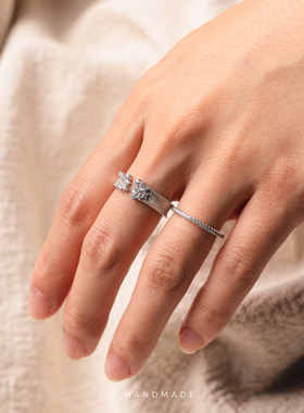 银河戒指锆石精工镶嵌均码