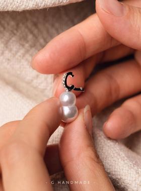 G HANDMADE 福禄一整年！天然淡水珍珠keshi极光925银开口扣项链