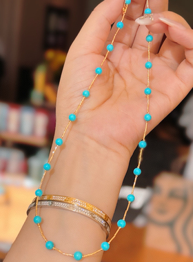 18k原矿美松项链满天星5mm手链蓝松石睡美人天蓝高瓷高级感