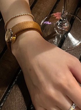 爱在1970s-复古港风真皮金属腕带