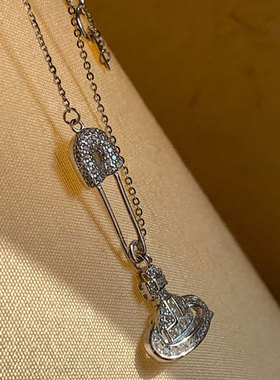 通体925银西太后土星珍珠项链