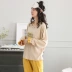 Bộ đồ ngủ nữ dài tay cotton mùa xuân và mùa thu hoạt hình dễ thương phiên bản Hàn Quốc của bộ đồ cotton hai mảnh sinh viên ngọt ngào phù hợp với mùa thu - Bộ Pajama