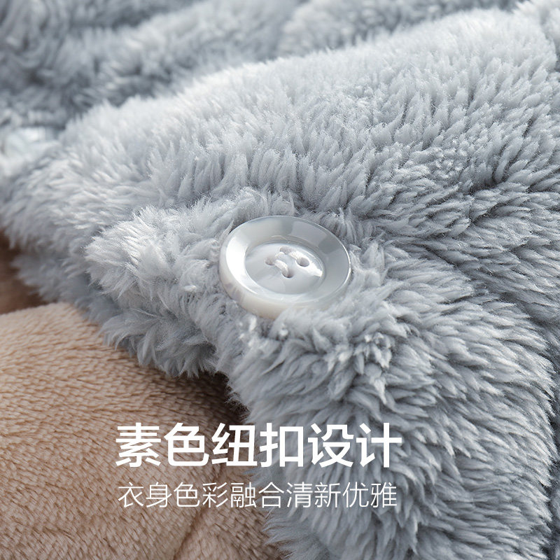 秋冬加长款连帽珊瑚绒可爱睡袍 造福鸟睡袍/浴袍