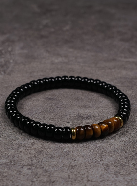 pohier天然虎眼石黑玛瑙手串