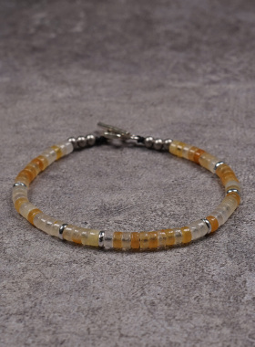 pohier天然黄玉纯银手链