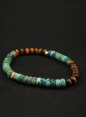 天然原矿绿松石虎眼石手链