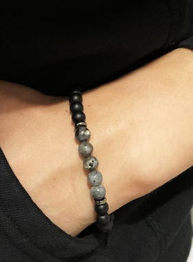 光石磨砂黑玛瑙水墨风手链