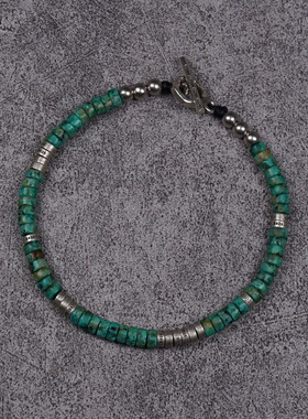 POHIER宝喜儿银珠绿松石手串