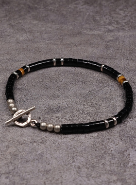 Pohier情侣黑玛瑙纯银手链