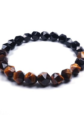 pohier宝喜儿切面虎眼石玛瑙手链