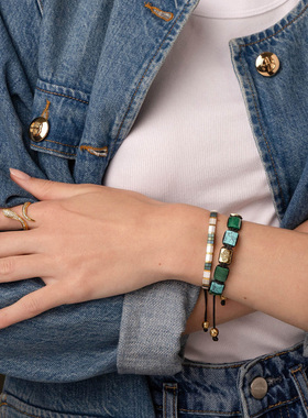 pohier宝喜儿MIYUKI复古铜绿手链