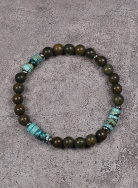 POHIER原矿绿松石绿檀手链